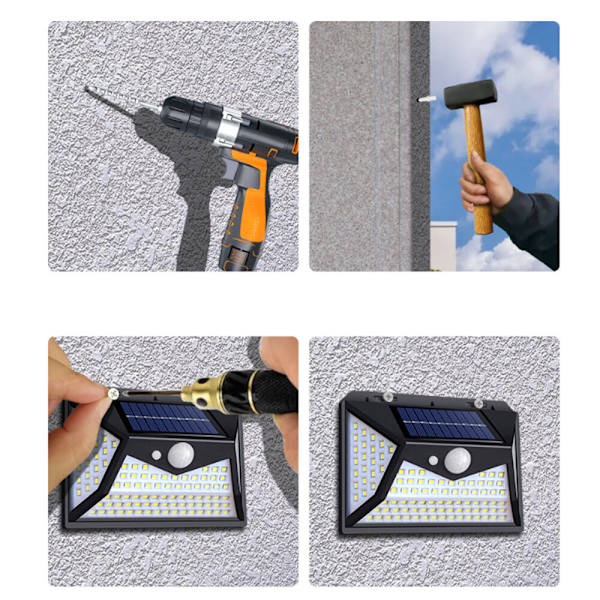 2-pack solcellslampor med rörelsesensor - 100 LED utomhus Moti