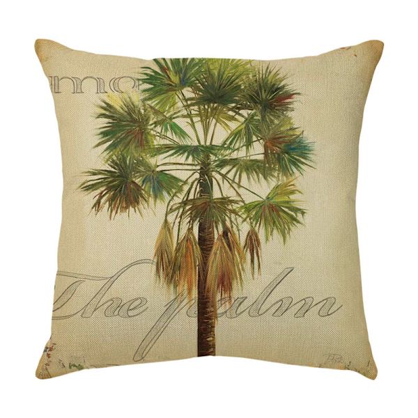 Set om 4 kuddfodral 45 x 45 cm tropiska träd polyester linne