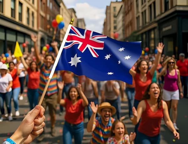 Set med 10 handviftade flaggor för fotbolls-VM i Australien