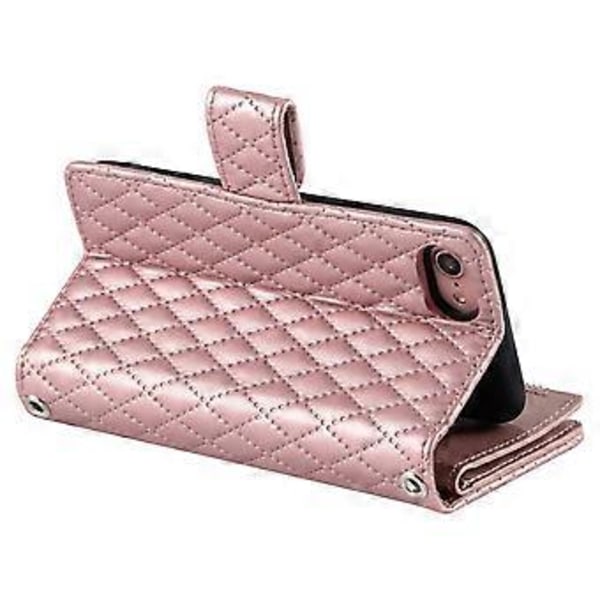 Stil 012 för iPhone 7/8/SE (2020)/SE (2022) Läderfodral Romber Glitter Dragkedja Plånbok Telefonskal Style D