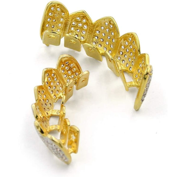 Diamanter Grills för Dina Tänder Kvinnor 18K Guldförgylld Fullt Isad Ut