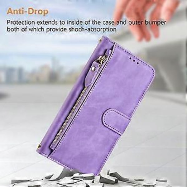 Til OnePlus Ace 5 Pro 5G/OnePlus 13R 5G Etui Lynlåslomme Flere Kortpladser Læder Telefon Cover Purple