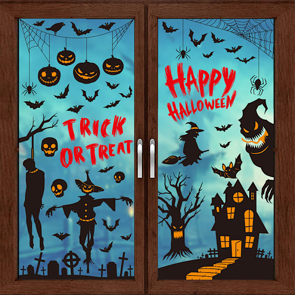 Halloween-juhlan koristetarrat noita kurpitsa lepakko hämähäkki