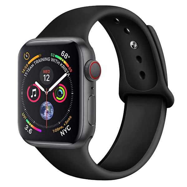 Musta 38/40/41mm, silikoninen urheiluranneke ja Apple Watch -ranneke