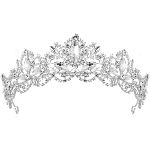 Princess Crystal Queen Crown (Silver), Rhinestone Princess Hair