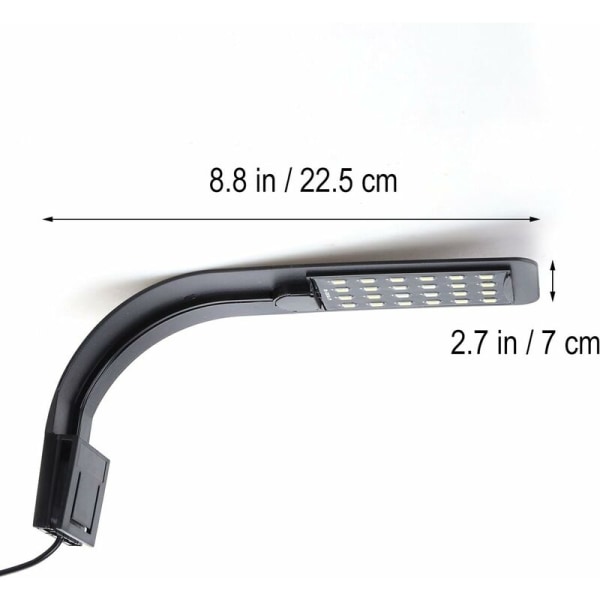 Akvarium LED-lampe Ultratynn Fiskekum-klipplampe for planter (Svart