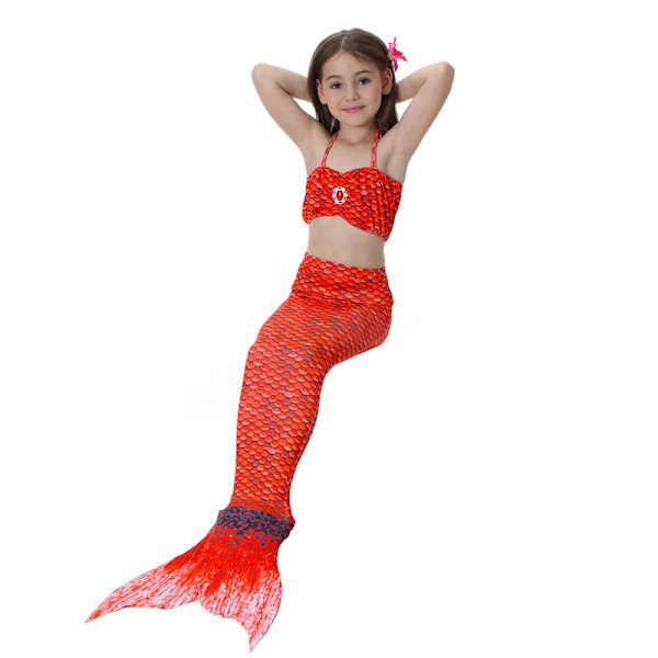 Barn og jenter vakker fiskehale bikini sett badedrakt -6-7 år, rød Red 6-7years
