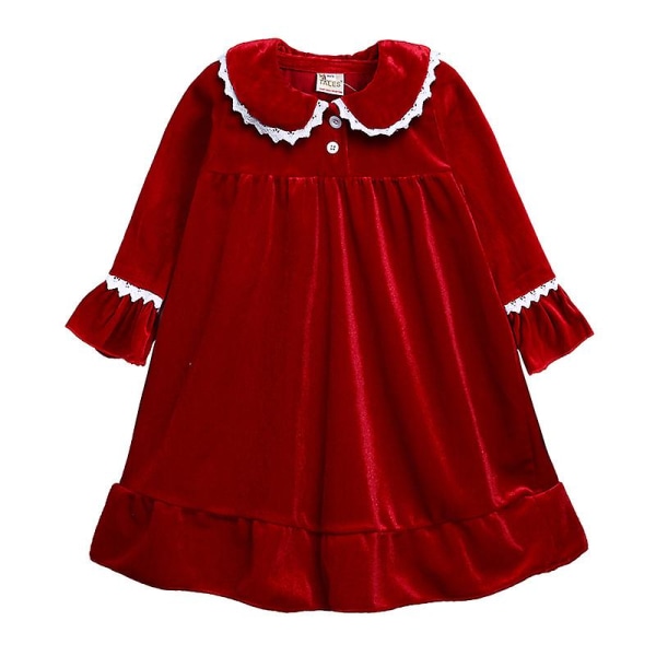 Ny rød julepyjamas for gutter og jenter, varm familiepyjamas i gullfløyel, matchende pyjamas for barn. 130 cm. C rød Red C 130cm