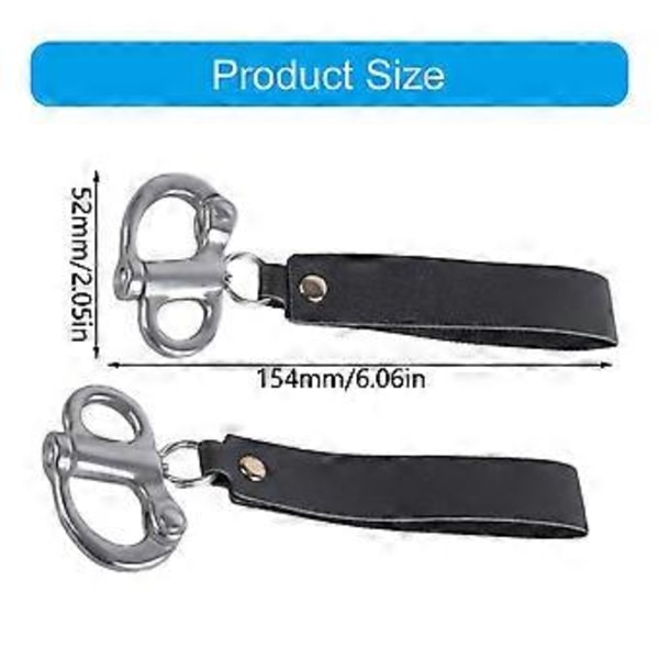 2 stk. Quick Release Snap Shackle med læderhåndtag SCBA Maske Quick Release Clip Metal Fast Snap Shackle Lanyard