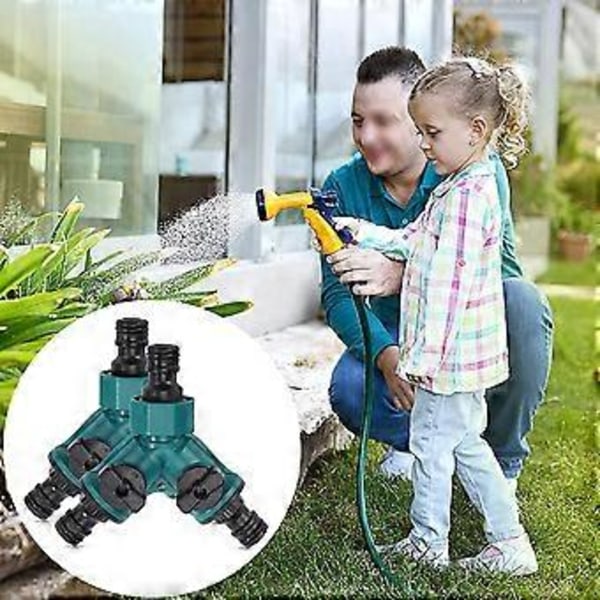 Way Vandingsslange Splitter Vandhane Splitter Hurtigkobling Haveslange Adapter Til Havehane 3/4\" 2 Vejs Y Slangekobling Med Afspærringsventil 2