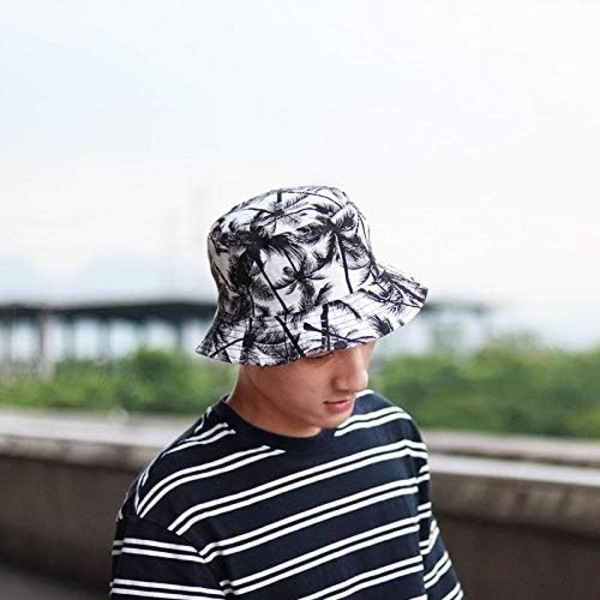 Bucket Hats, 2 i 1 Reversible Bomull Bucket Hat, Unisex Foldabl