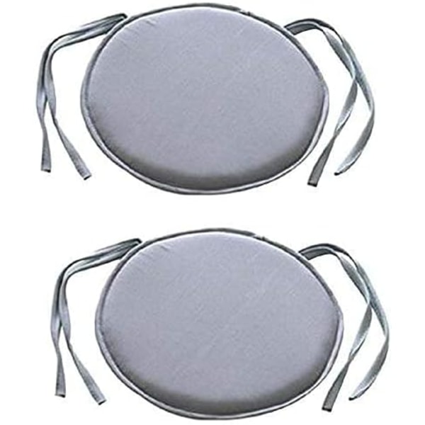 Set med 2 Vadderade Trädgårdsstolsdynor med Band 38 x 38 cm Grå