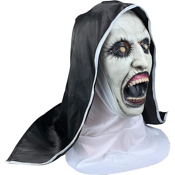 Halloween Latex Hovedmaske Nonnen Horror Uhyggelig Cosplay Kostume