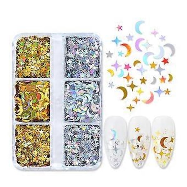 Hartsipaljetit Kiiltävät Kuu Tähti Glitter Epoksihartsin Täyttöön UV-Silikonimuotin Täyte DIY Kristallikäsitöihin Käsintehty