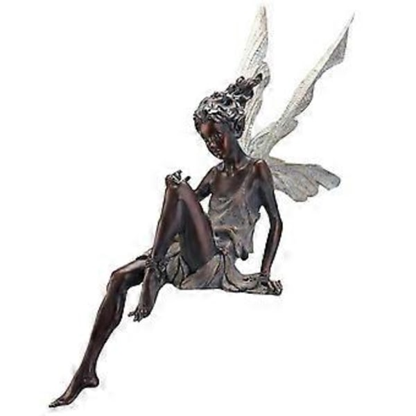 Hartsfe staty fontän dekorativ figurin veranda ängel skulptur vit(brun) Brown
