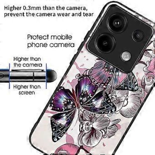 Skal för Xiaomi Redmi Note 13 Pro 5G/Poco X6 5G Härdat Glas+TPU Mönstertryck Baksida Telefonskal Style I