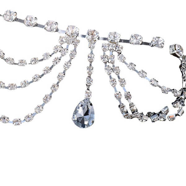 Bohe Hovedkæde Sølv Lagdelt Krystal Hovedbeklædning Rhinestone Vanddråbe