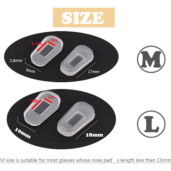 Anti-Slip Skyddande Ögonbryn Pads för Glasögon (Vit, 5 Par, M)
