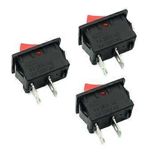 On-Off KCD11 2Pin 2P Sort Rød Båd Bil Vippekontakt 3A 250V 6A 125V AC Knap KCD1-11 10X15 10X15