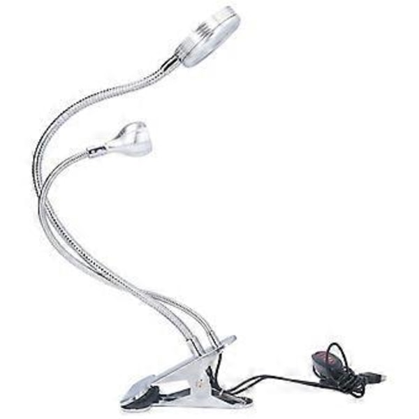 Klype Skrivebordslampe 10 Gir Justerbar LED Dobbel Hodet Svanehals Bordlampe Leselampe for Soverom