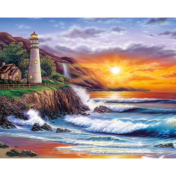 30x40cm 5D DIY timanttimaalaus täydellinen, Série Phares de Bord de Mer#
