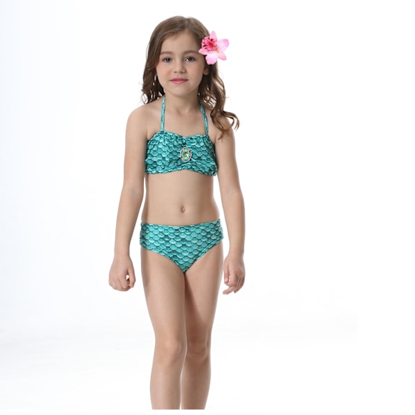 Lasten ja tyttöjen kaunis kalanpyrstö bikini setti uimapuku -4-5 vuotta, tummanvihreä Dark green 4-5years