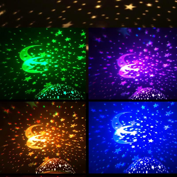 Stjernehimmel-projektor, LED-projektor for nattlys for barn, 7 farger fargerik romantisk stjernehimmel-prosjektorlampe for barn, belysning, bursdagsgave