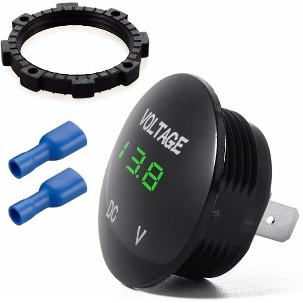 Mini rund digital LED batteritester 12 volt / 24 volt vanntett