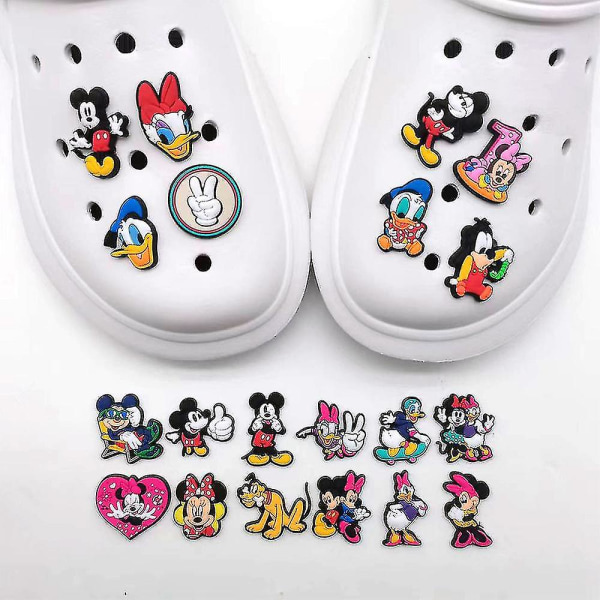 Bimirth 20 st Mickey Minnie-tema Crocs-sko dekorationer berlocker tecknad DIY träskor sandaler stift skor tillbehör set gåvor..