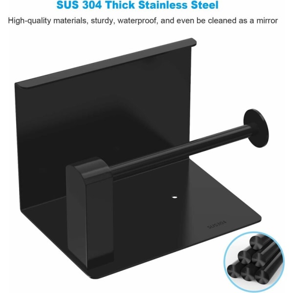 Toalettpapirholder, rullpapirholder uten boring, toalettpapirdispenser, papirdispenser med hylle, SUS 304 rustfritt stål, selvklebende lim og veggmontert for bad