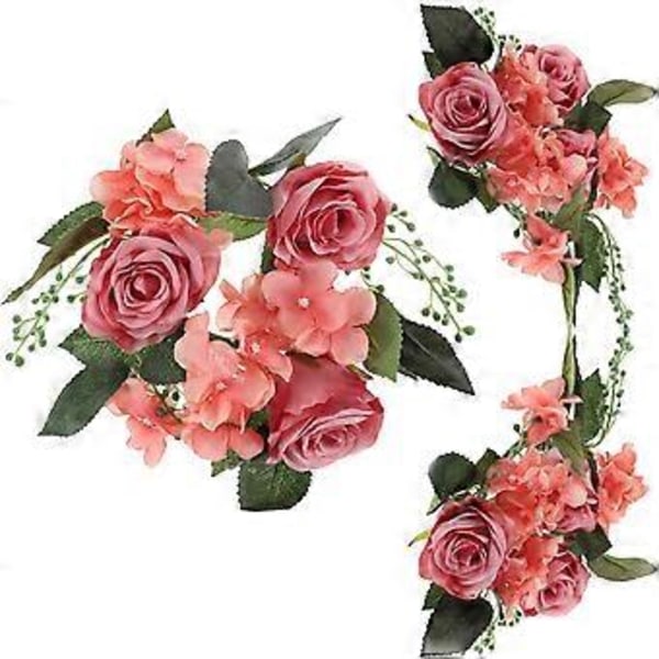 3 st Ljusringar Kransar Konstgjord Rosblomma Ljusring för Bröllopsbord Fest Heminredning