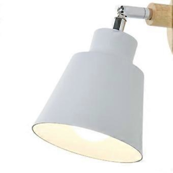 Sengelampe til væg Macaron Farve Træ E27 10cm Base Justerbar Dekorativ Lampe Uden Lyskilde Hvid med Kontakt
