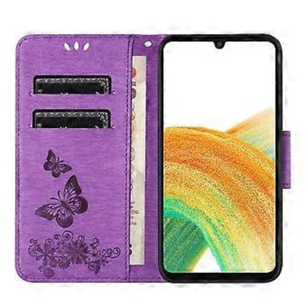 Fodral för Samsung Galaxy A05s 4G, Folio PU Läder Fjärilar Blomma Mobilskal Style A