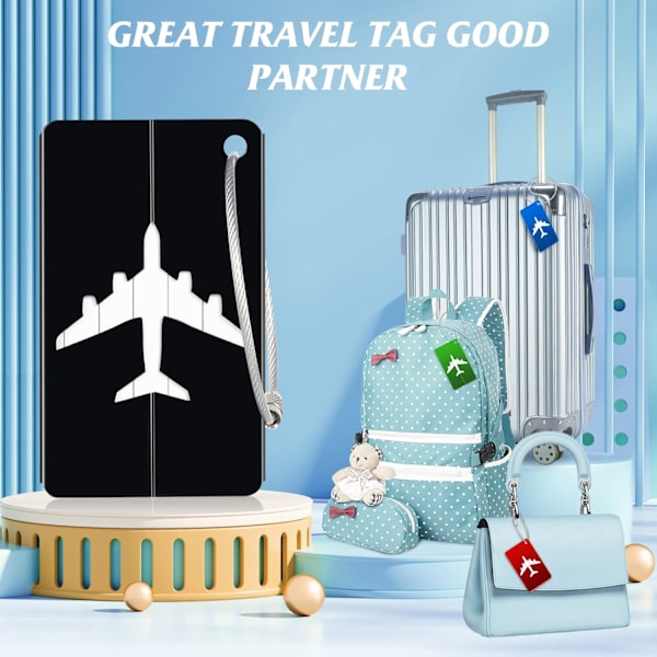 6 stk. bagasjelapper, fly, koffertlapper, bagasje i aluminiumslegering