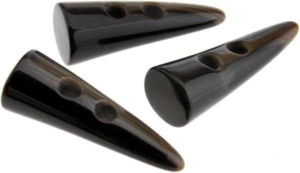 10 stk Store Horn Imitation Tand Toggle Knapper - Mørk Kaffe - Comp