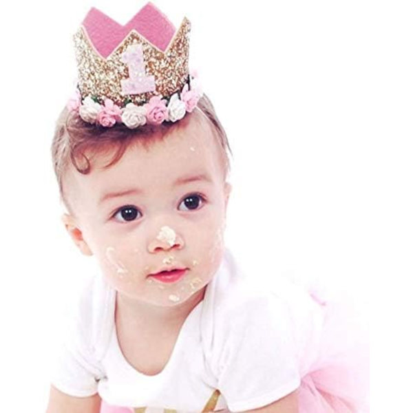1 stk Gul Baby Krone, 1 År Fødselsdag, Prinsesse Krone