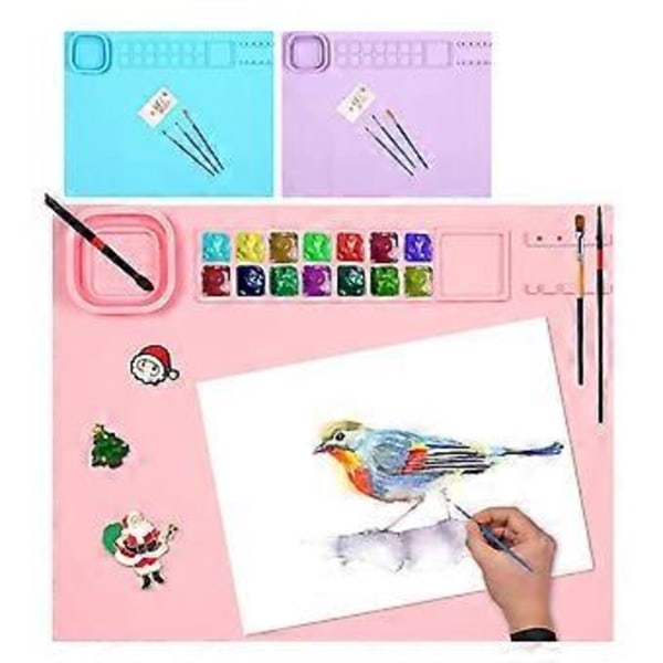 Silikone Hobby Måtte til Børns Kunstneriske Kreationer, Multifunktionel Hobbyunderlag til Kunstmaling, DIY Ler Projekter, Kunstnerisk Kreation - Pink Pink