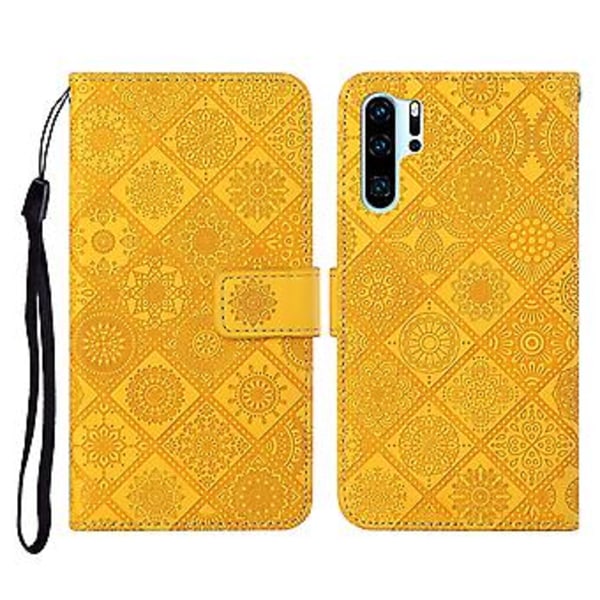 Etnisk PU-fodral för Huawei P30 Pro Yellow