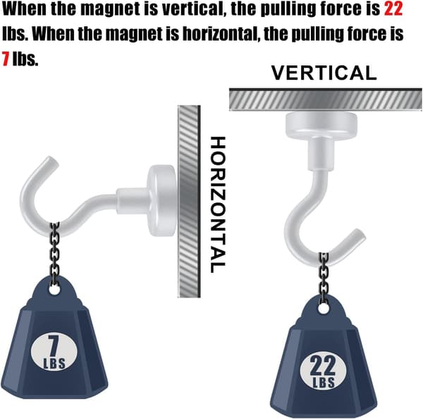 Magnetiska krokar, (6-pack - Vit), 25 kg starka, kraftiga, för kryssningsfartyg