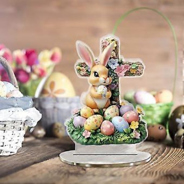 Påskhare Ägg Akryl Skrivbordsdekoration Högtidsdekoration Utskuren Ornament C