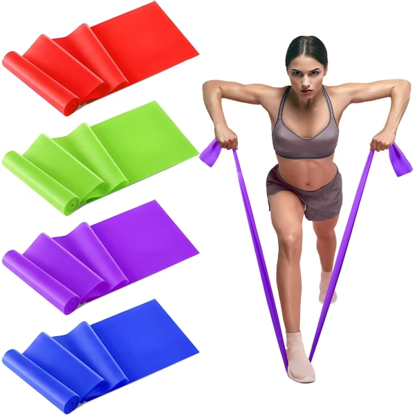 Set of 4 Resistance Bands - Designed for Yoga, Pilates, Strength