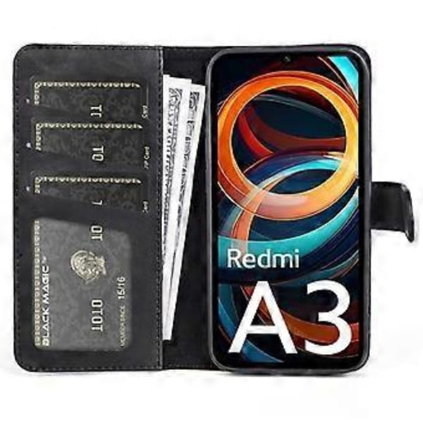 Til Xiaomi Redmi A3/Poco C61 4G Wallet Case PU Læder Farvesplejsning Stødsikkert Telefoncover Style A