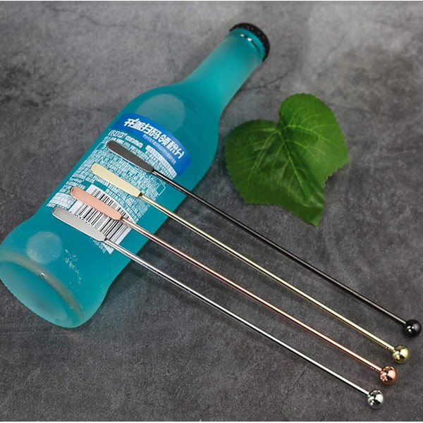 Sæt med 4 cocktailomrørere, 4 farver rustfrit stål cocktailomrører