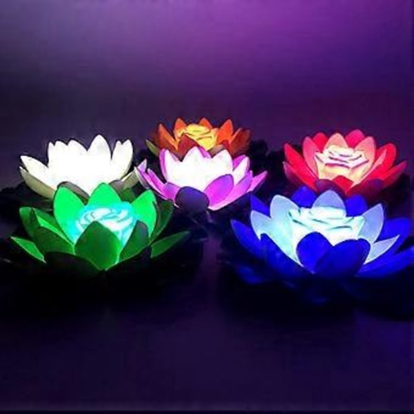 LED Vand Flydende Lotus Lys Batteridrevet Midt-Efterårs Festival Vand Blomst Natlampe til Bryllup Badekar Indretning Gradient lys Gradient light