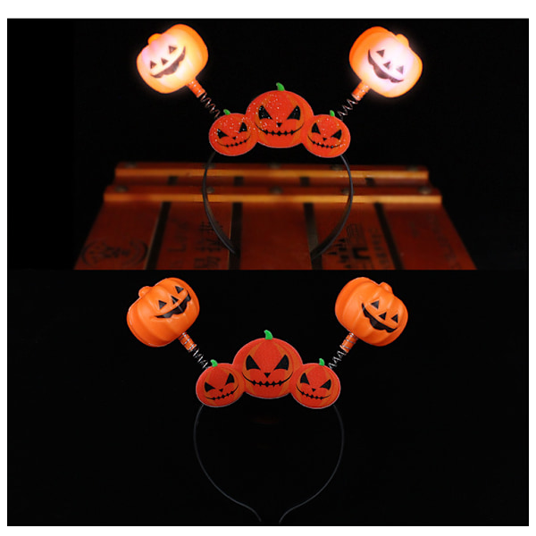 3 stk Halloween LED Gresskar Hodebånd Lys Opp Gresskar Formet Hea