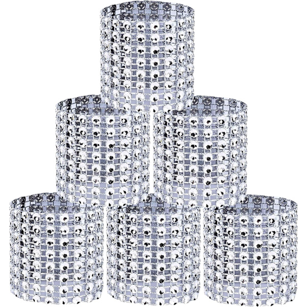 50 stk. Sølv Rhinestone Bånd Servietringe Bling Pynt til