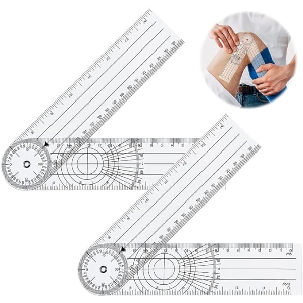 Fysiogniometer, 2 stk. Profesjonell 360 graders multivinkel linjal