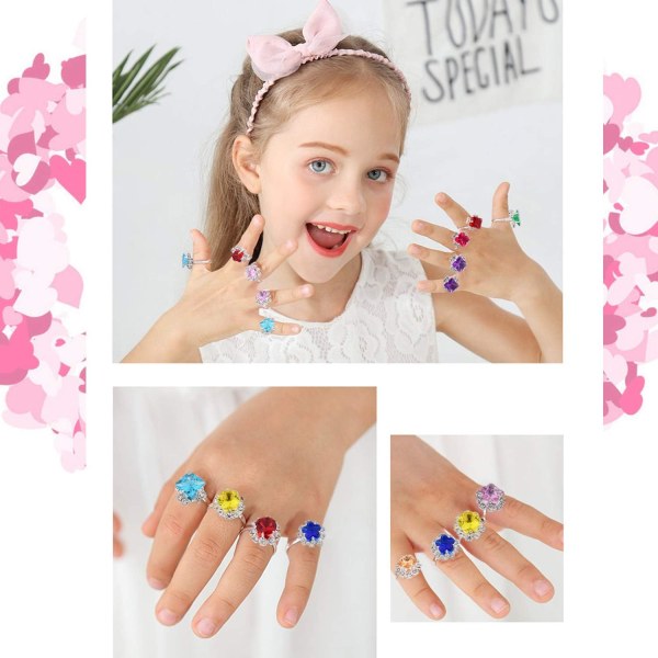 36 pcs (blue and white porcelain) Little Girl Adjustable Rings i