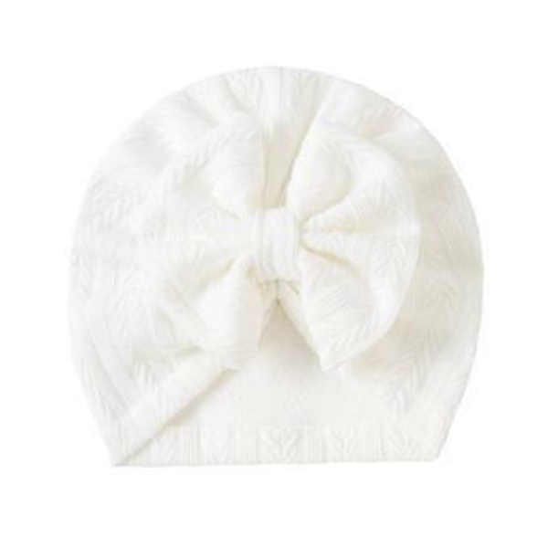 Andningsbara babyhattar i bomull med söt rosett, fashionabla babyhattar, justerbar huvudaccessoar för spädbarn 0–24 månader, vit White