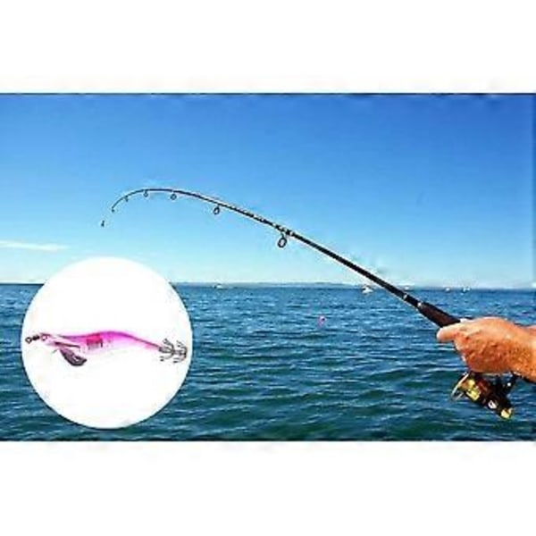 Fiskedrag Set Om 4 10.5Cm Räka Blinkande LED-Lampa Bläckfisk Jigg Fiskedrag Räkredskap Krok (Rosa+Orange+Grön+Lila)(4st)